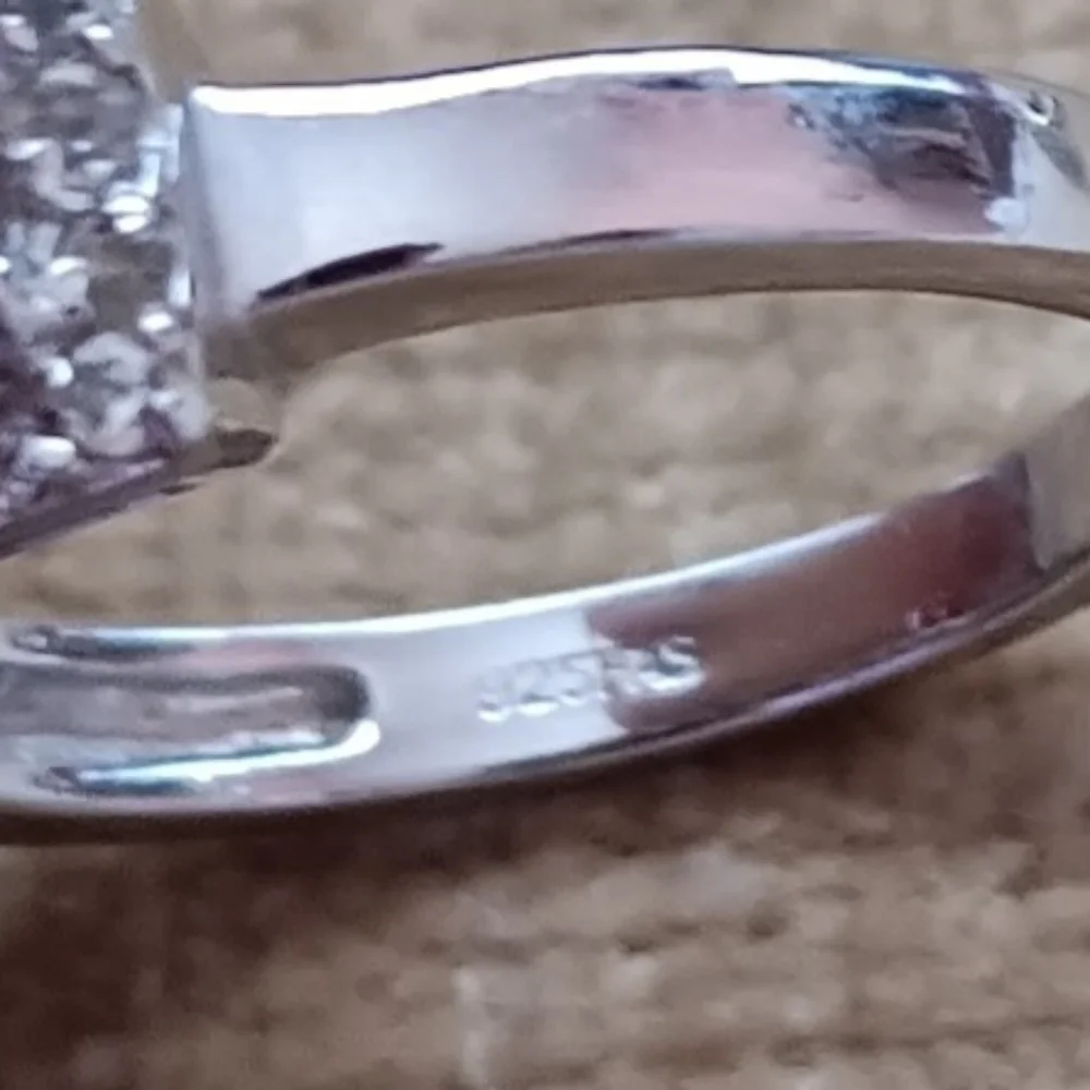 Silver Synthetic Crystal Ring